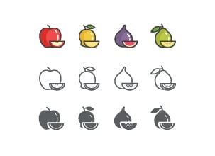 3 Styles Fruit Icons